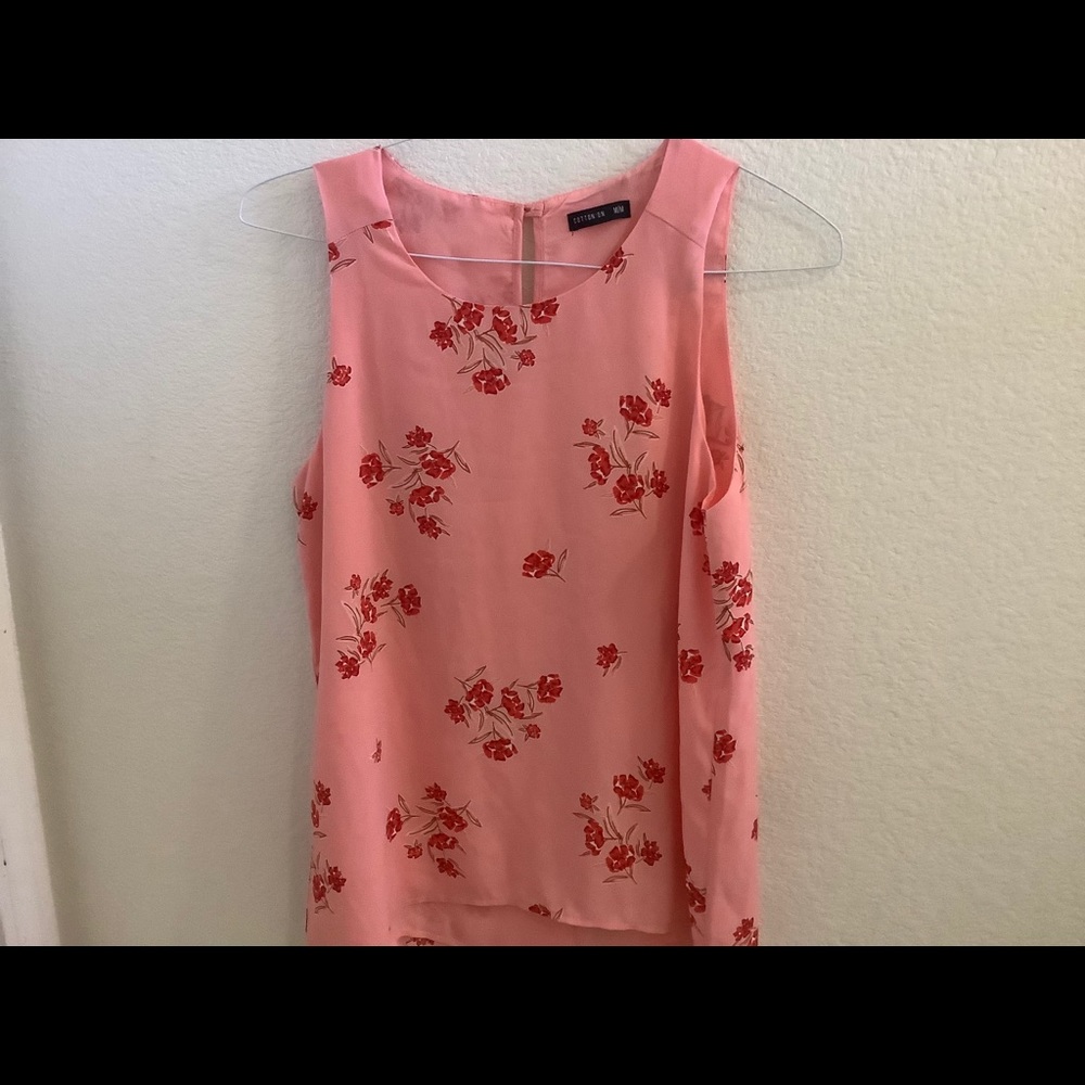PINK/RED FLORAL COTTON ON SLEEVELESS TOP…